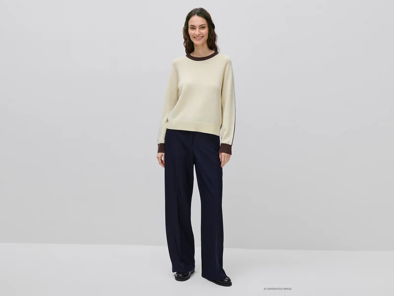 Farbblockpullover aus 100 % Wolle