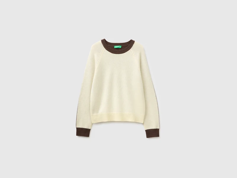 Farbblockpullover aus 100 % Wolle