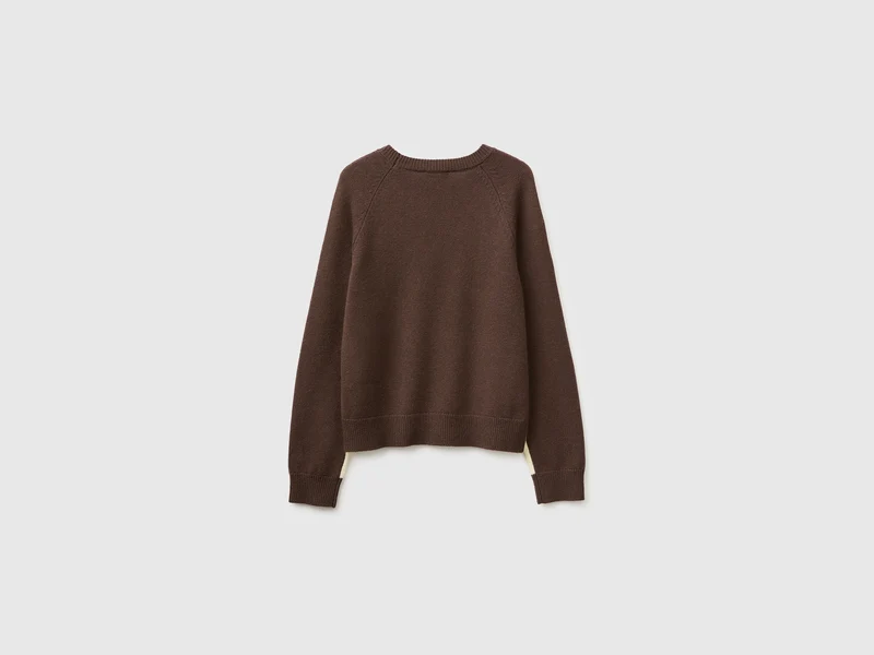 Farbblockpullover aus 100 % Wolle
