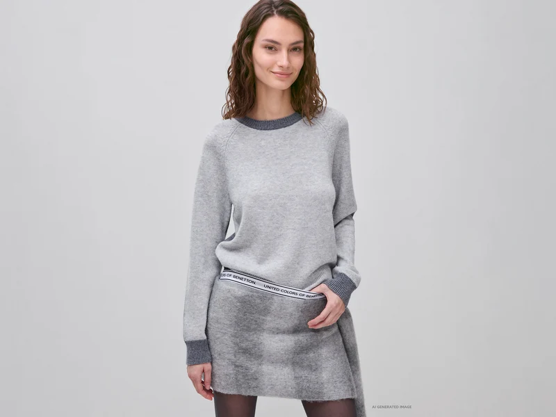 Farbblockpullover aus 100 % Wolle
