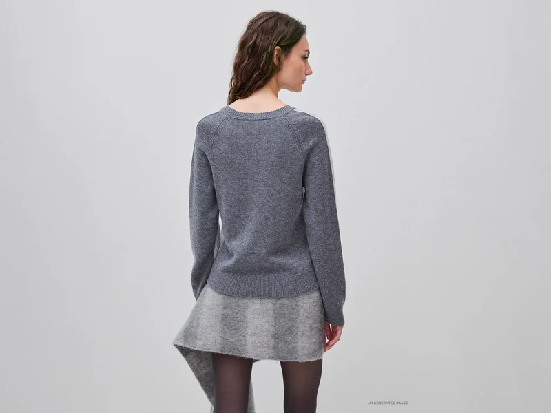 Farbblockpullover aus 100 % Wolle