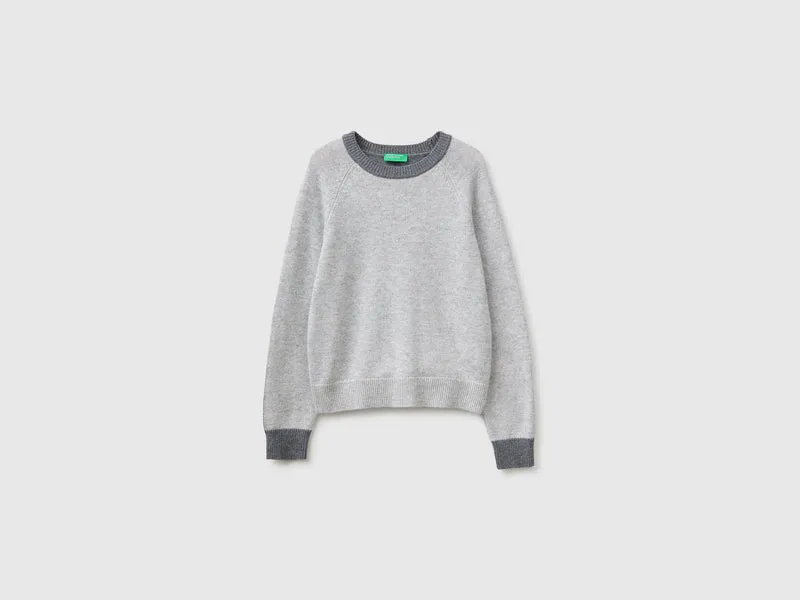 Farbblockpullover aus 100 % Wolle