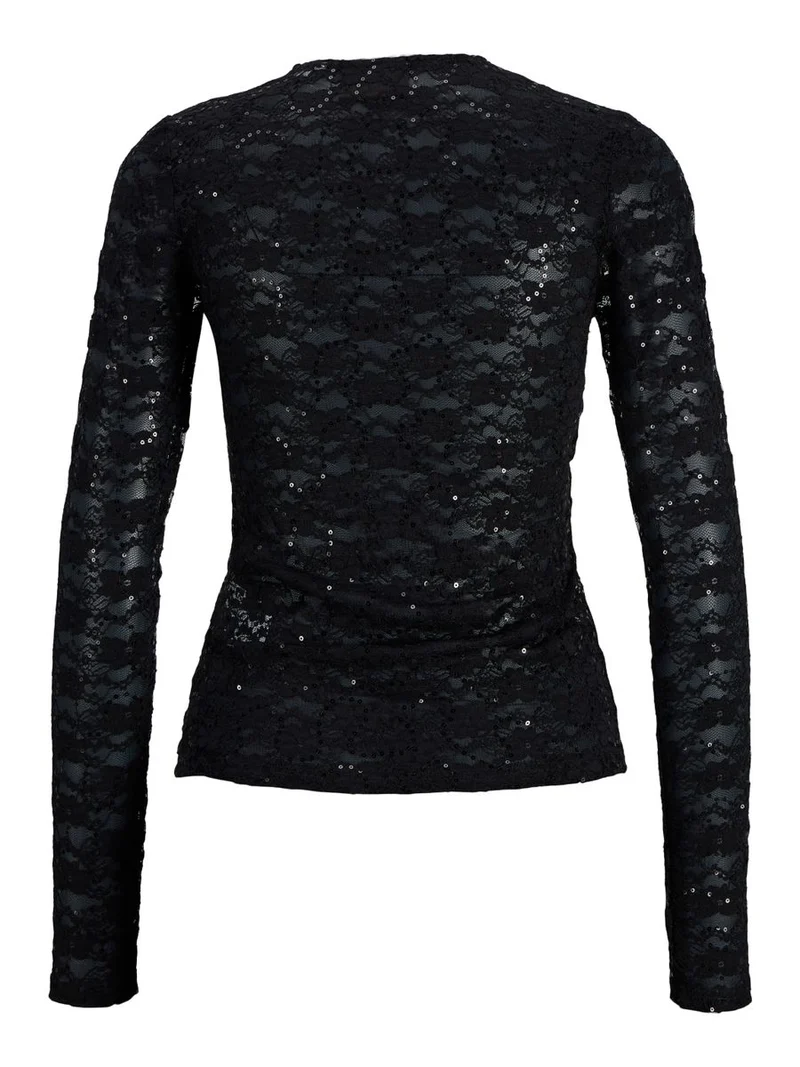 JXLUNA LS LACE SEQUIN TOP WVN