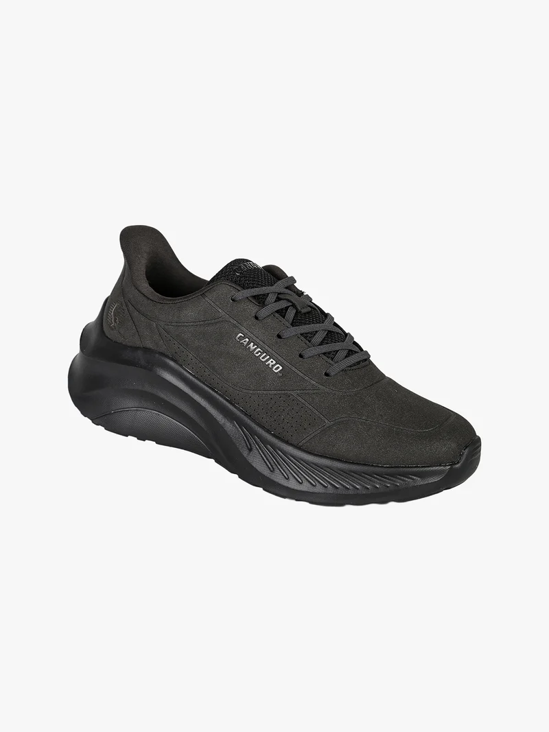 Sneakers donna stringate in ecopelle suede con suola alta - nero