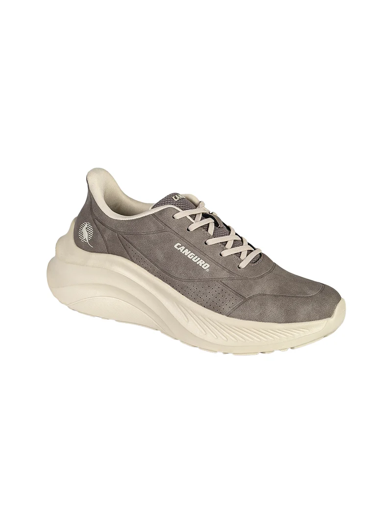 Sneakers donna stringate in ecopelle suede con suola alta - taupe