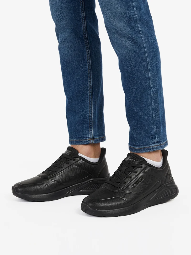 Sneakers stringate da uomo in ecopelle - nero