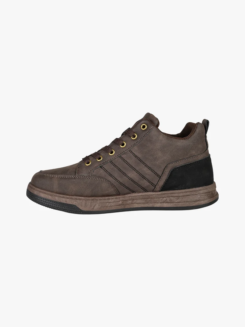 Sneakers alte da uomo stringate in ecopelle - moro
