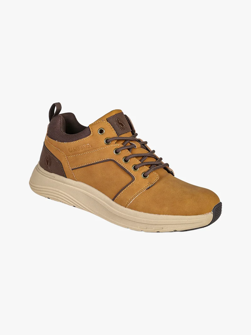 Sneakers alte da uomo stringate in ecopelle nabuk - cammello