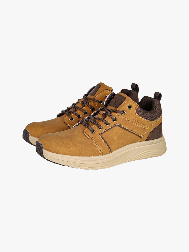 Sneakers alte da uomo stringate in ecopelle nabuk - cammello
