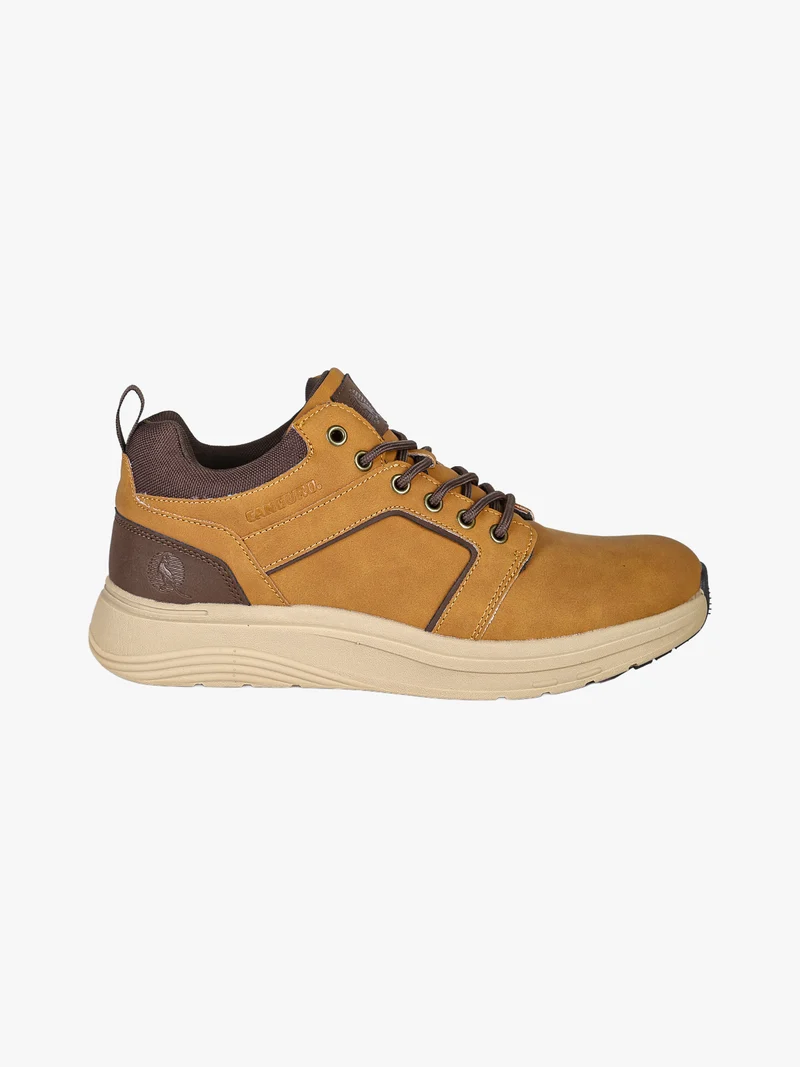 Sneakers alte da uomo stringate in ecopelle nabuk - cammello