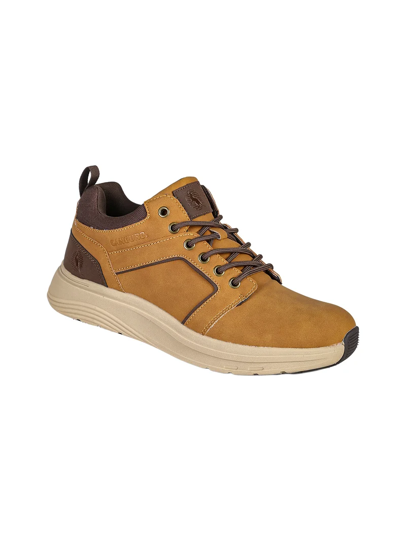 Sneakers alte da uomo stringate in ecopelle nabuk - cammello