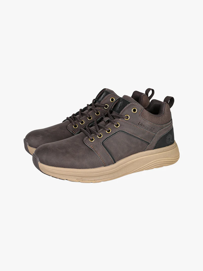 Sneakers alte da uomo stringate in ecopelle nabuk - moro