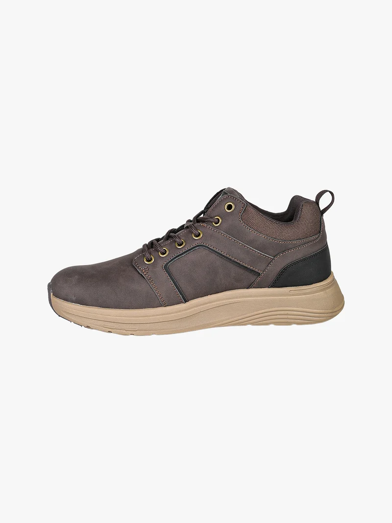 Sneakers alte da uomo stringate in ecopelle nabuk - moro