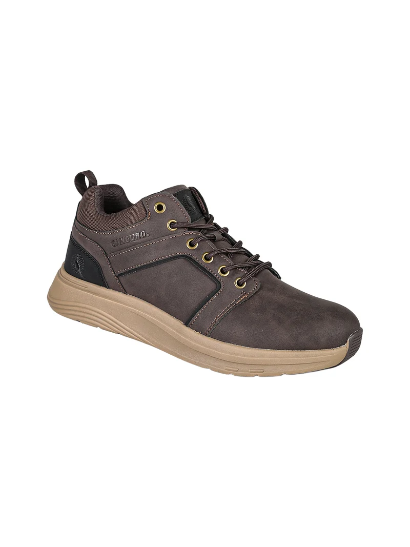 Sneakers alte da uomo stringate in ecopelle nabuk - moro