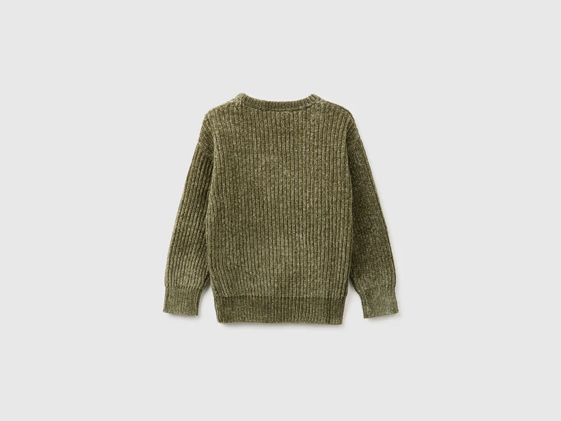 Chenille-Pullover mit Rundhalsausschnitt