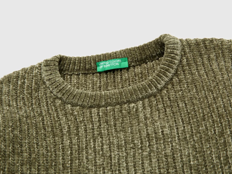 Chenille-Pullover mit Rundhalsausschnitt
