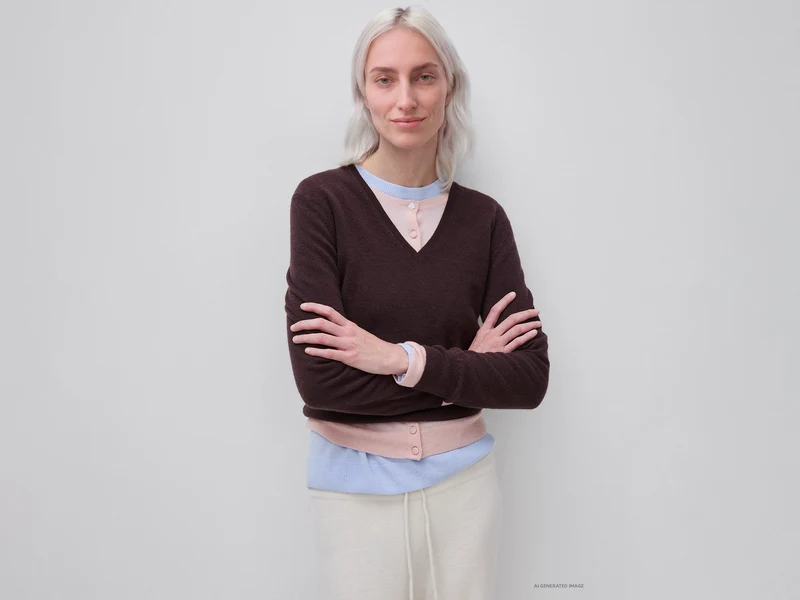 Schokoladenbrauner V-Ausschnitt-Pullover aus reiner Merinowolle