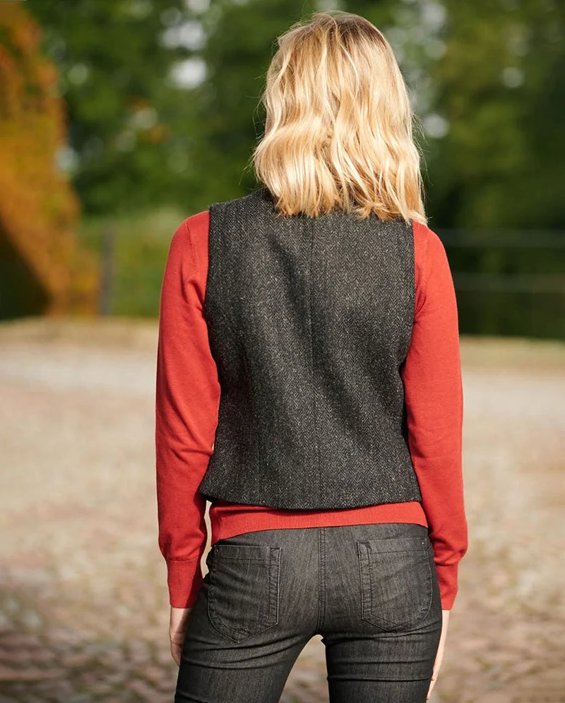 Damen Harris Tweed Weste "Lea" in charcoal