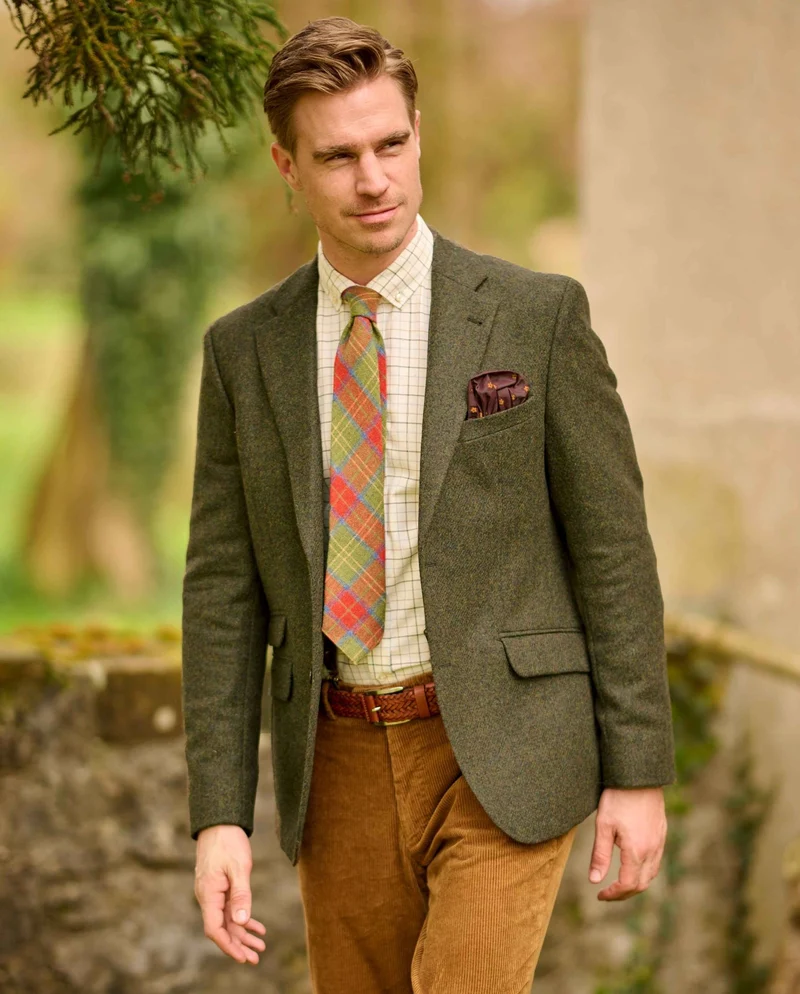 Tweed Sakko "London" in dunkel grün melange