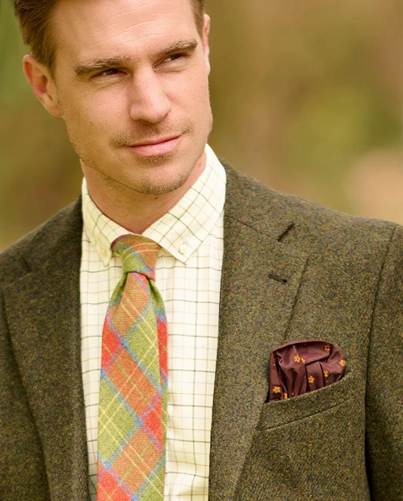 Tweed Sakko "London" in dunkel grün melange