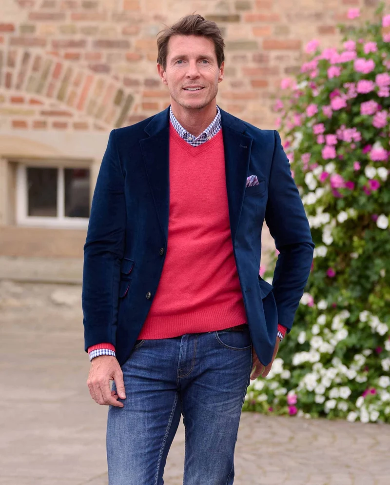 Herren Samt Sakko "London" in marine