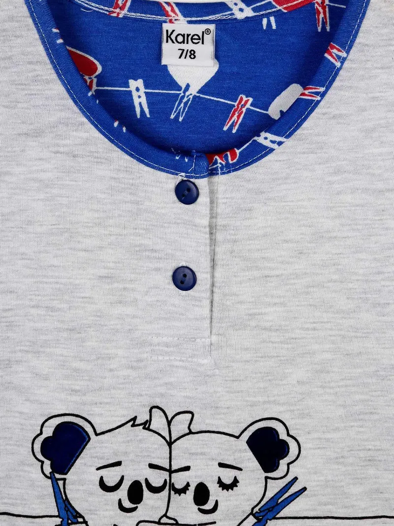 Pigiama corto in cotone 2 pezzi - grigio