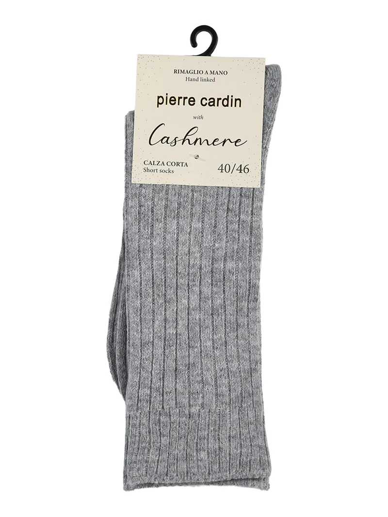 Calze corte da uomo in misto lana e cashmere a coste - grigio