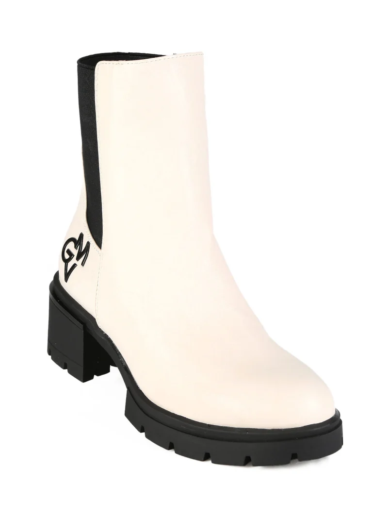 Tronchetti da donna con cerniera - beige