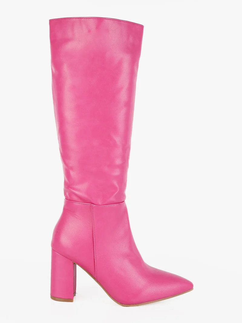 Stivali con tacco quadrato - fucsia
