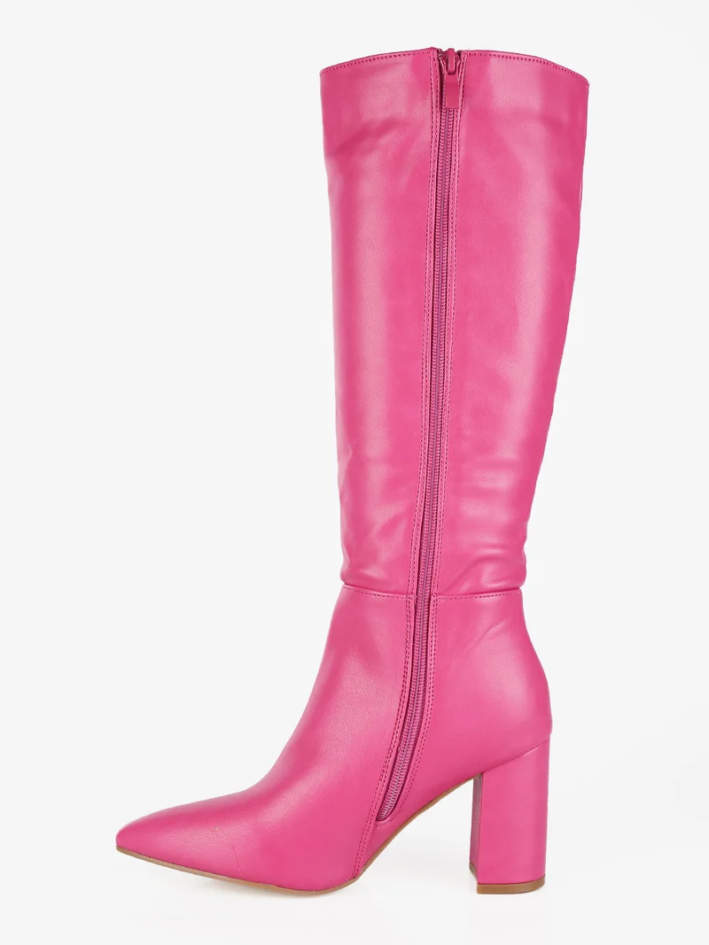 Stivali con tacco quadrato - fucsia