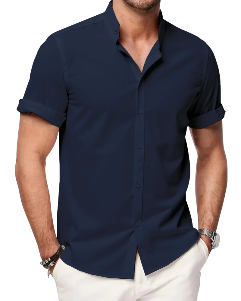 Elegant Short Sleeved Linen Shirt