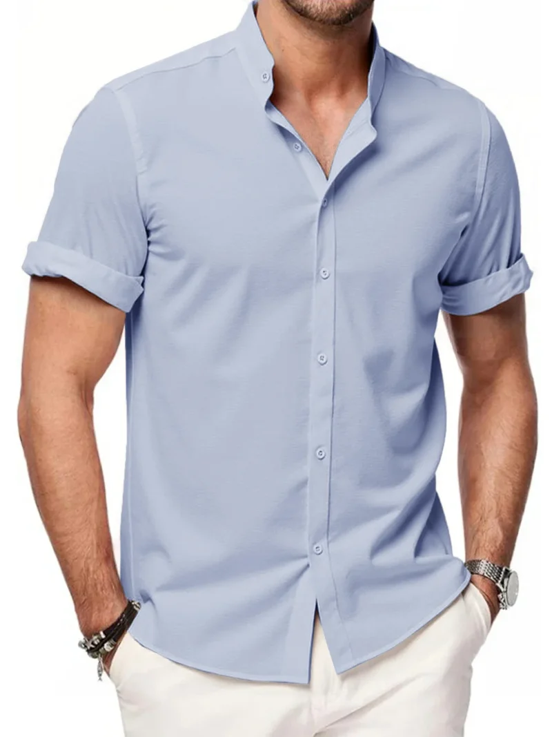 Elegant Short Sleeved Linen Shirt
