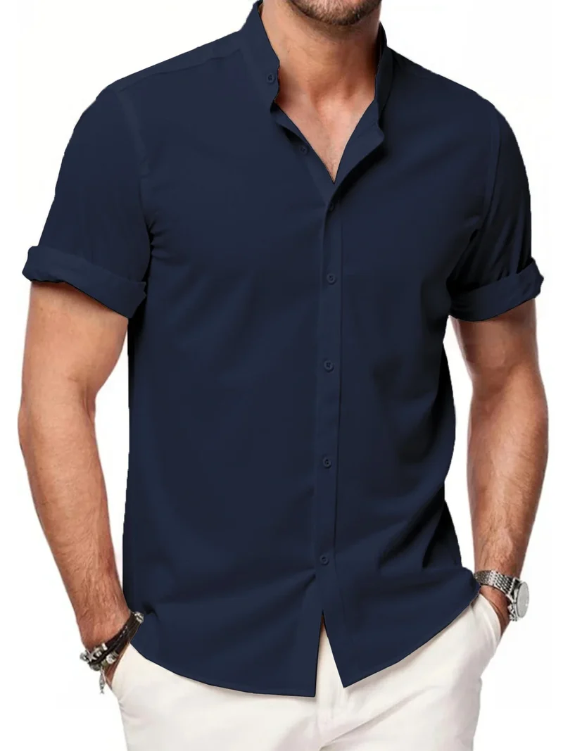 Elegant Short Sleeved Linen Shirt