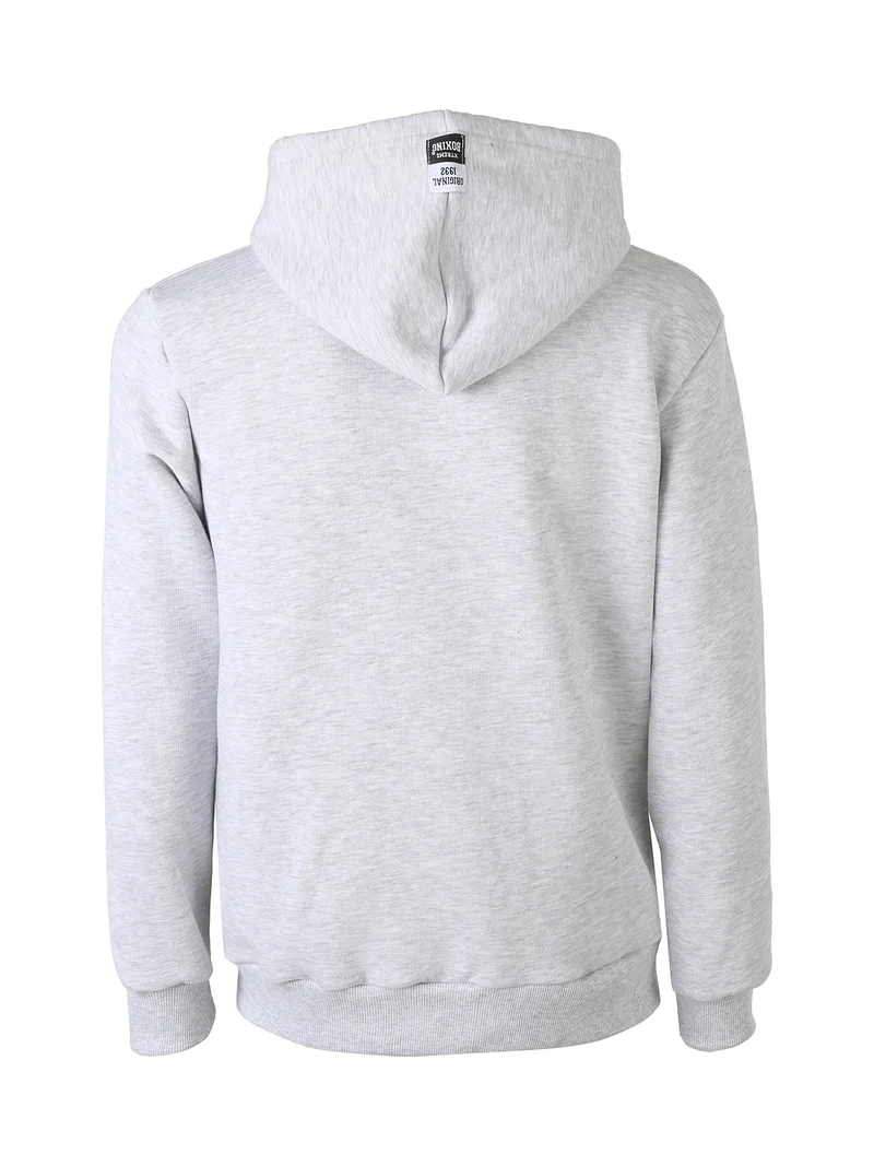 Felpa pesante da uomo con cappuccio e zip - grigio