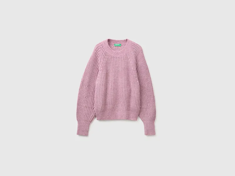 Mélange-Pullover aus Baumwoll-Woll-Mischung