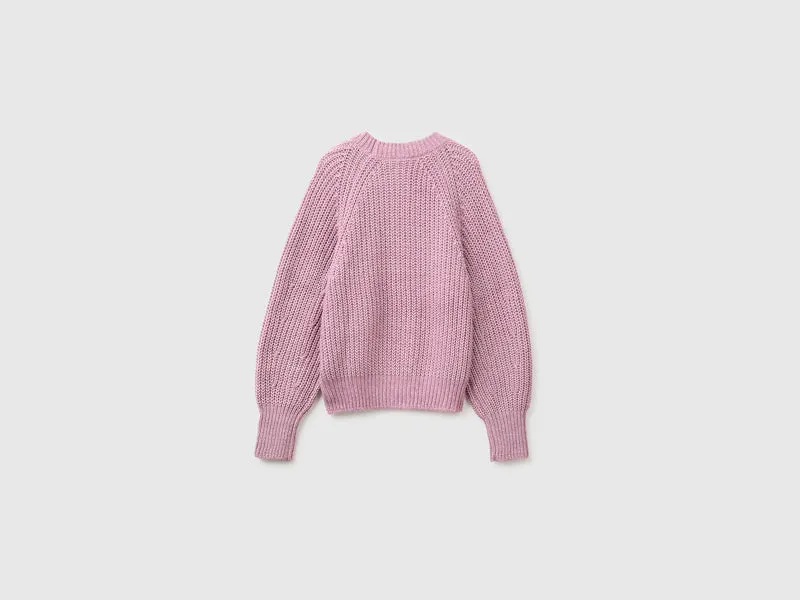 Mélange-Pullover aus Baumwoll-Woll-Mischung