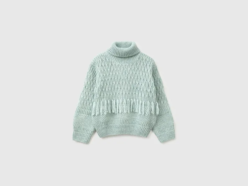 Pullover mit Fransen aus Wollmischung