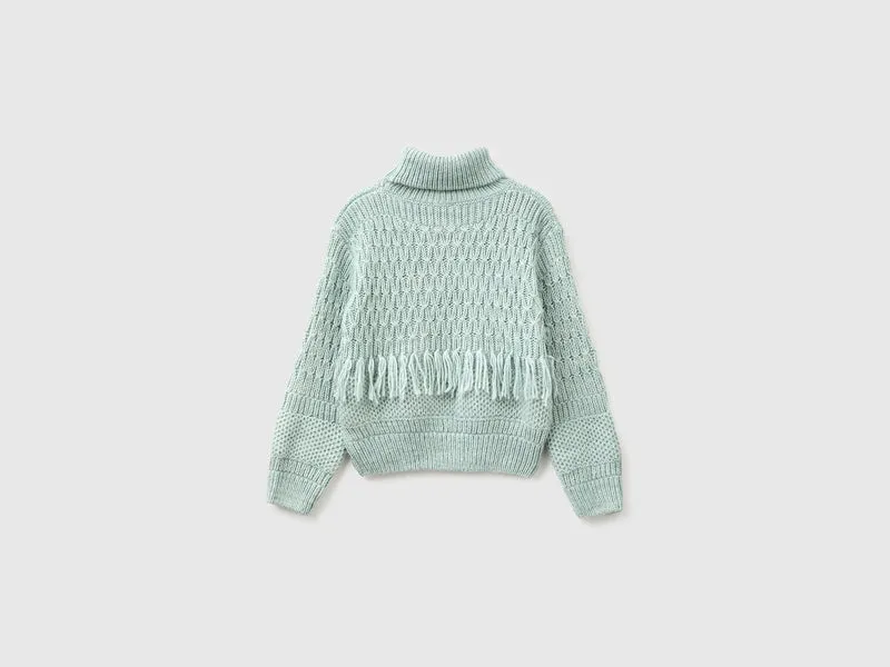 Pullover mit Fransen aus Wollmischung