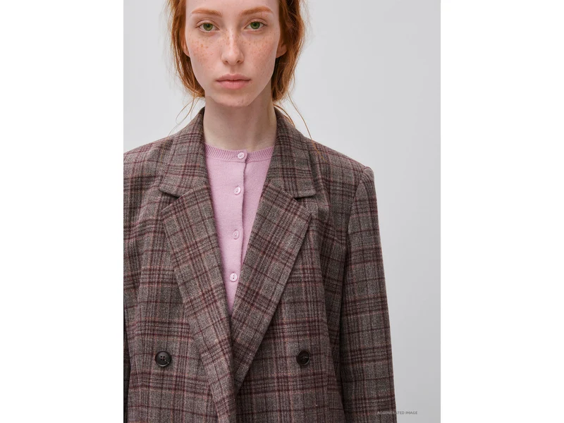 Zweireihiger Tartan-Blazer aus Viskosemischgewebe
