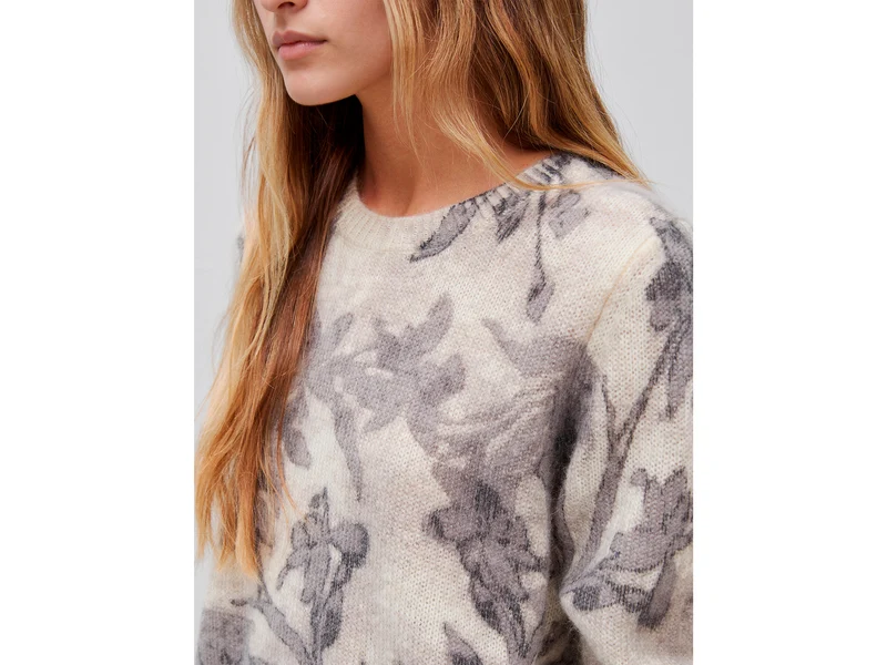 Pullover mit Blumenmuster aus Mohair-Wollmischung