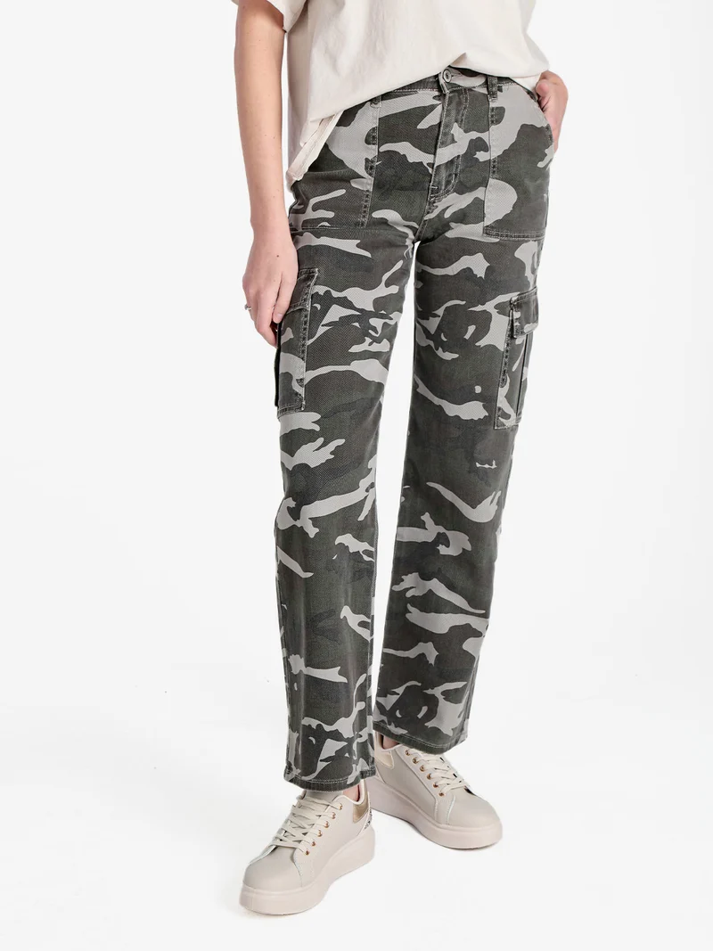 Pantaloni donna militari con tasconi laterali - militare