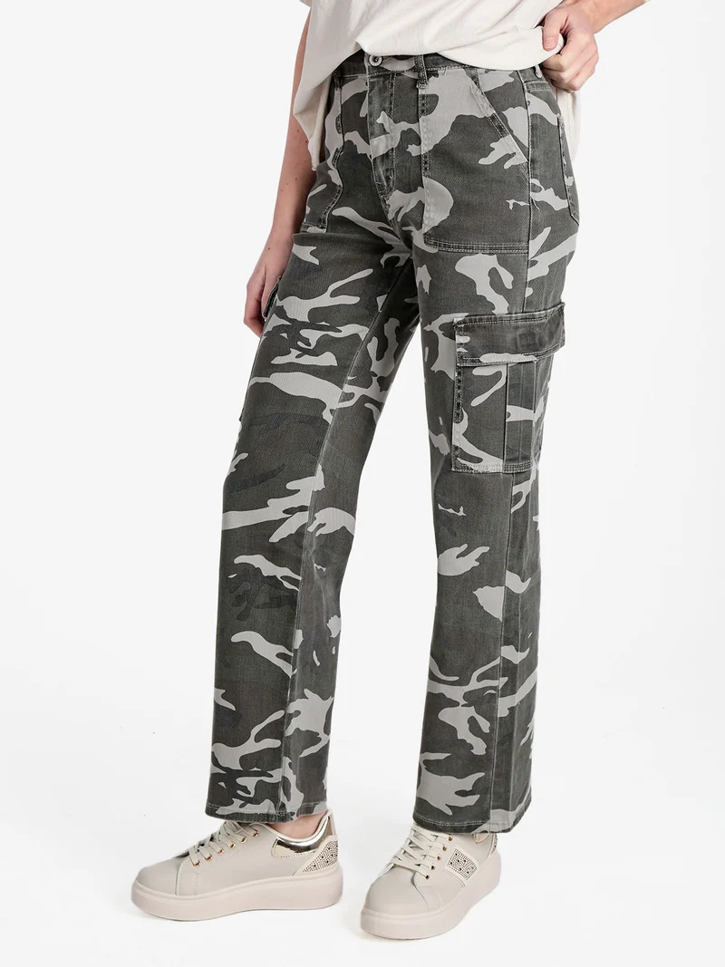 Pantaloni donna militari con tasconi laterali - militare