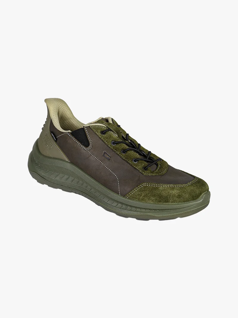 Sneakers da uomo in pelle slip-on - grigio scuro