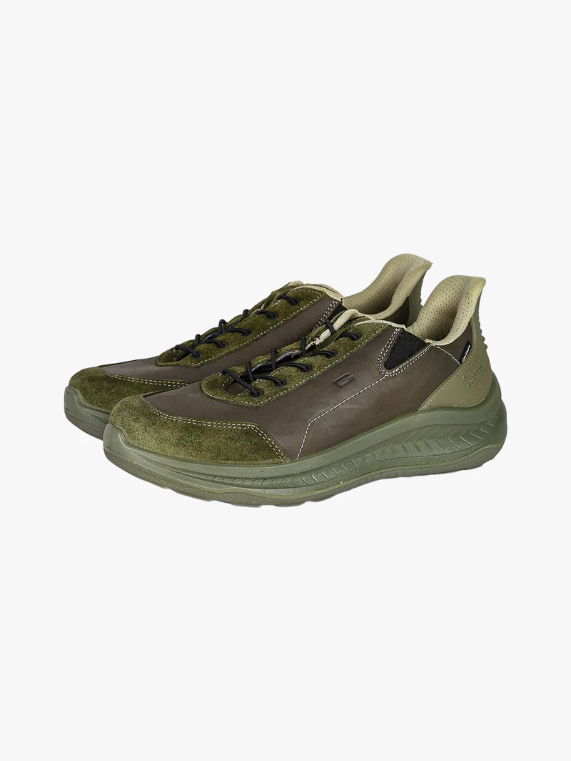 Sneakers da uomo in pelle slip-on - grigio scuro