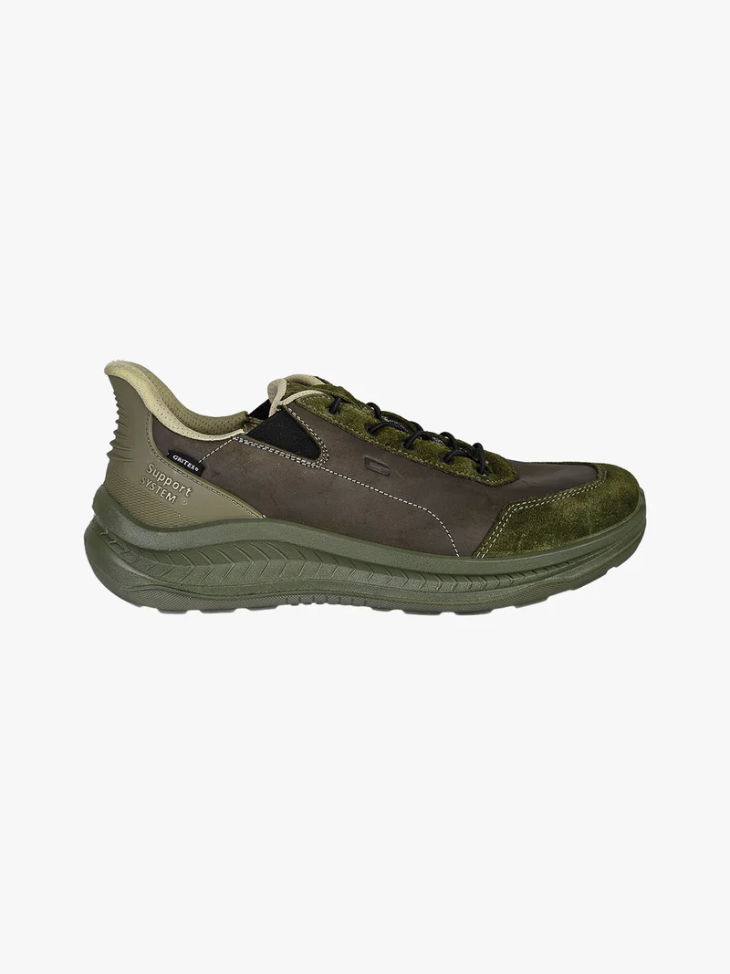 Sneakers da uomo in pelle slip-on - grigio scuro