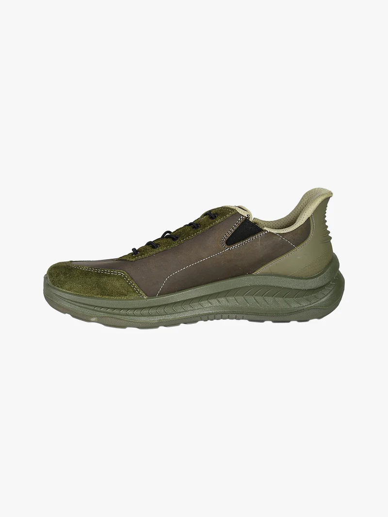 Sneakers da uomo in pelle slip-on - grigio scuro