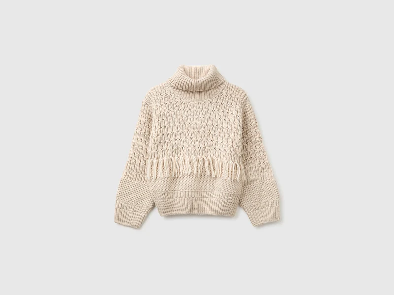 Pullover mit Fransen aus Wollmischung