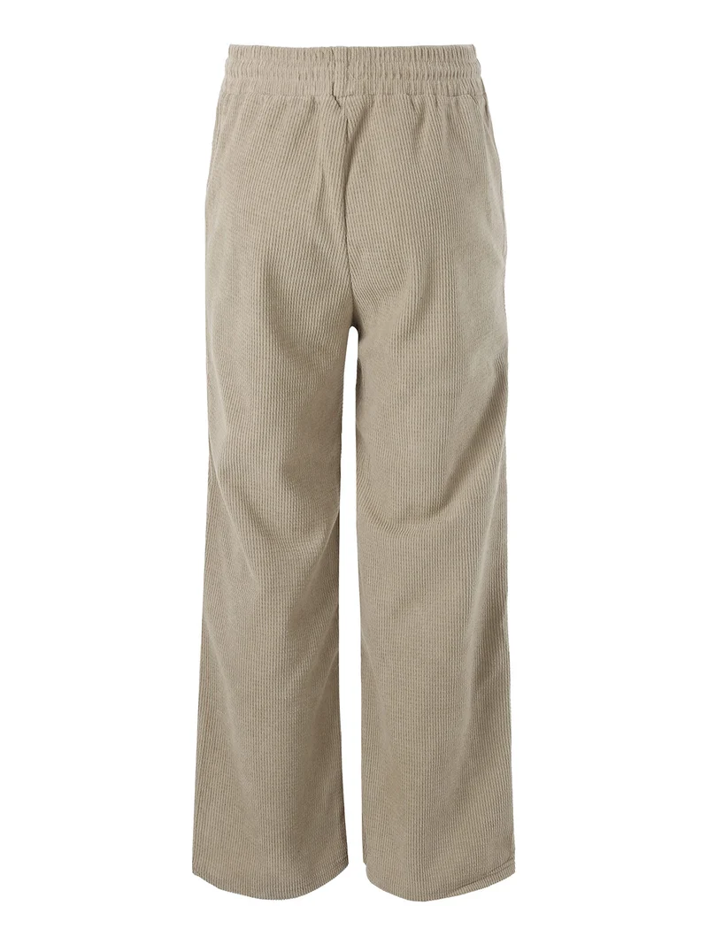 Pantaloni donna in velluto a coste con coulisse - beige
