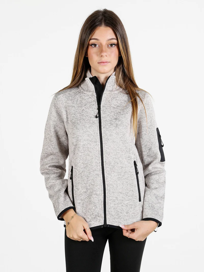 Felpa donna invernale con zip - beige