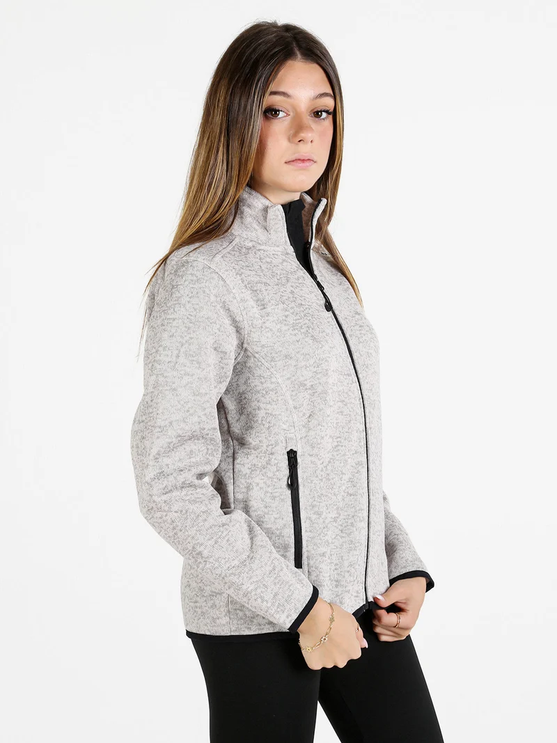 Felpa donna invernale con zip - beige